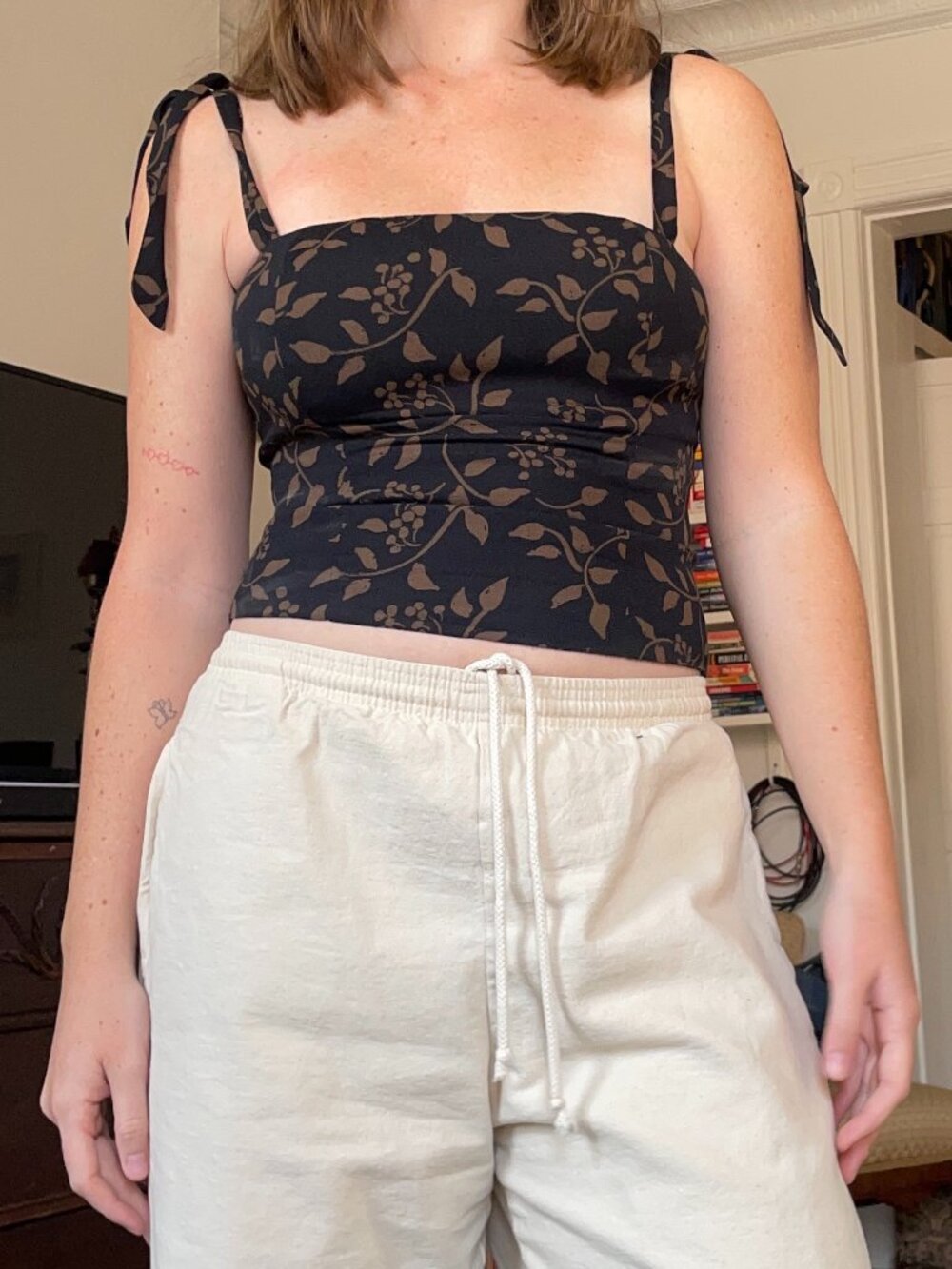 Black and Brown Reformation top with tie straps